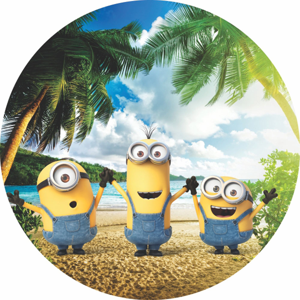 Painel Redondo 3D Minions Praia Tecido Sublimado