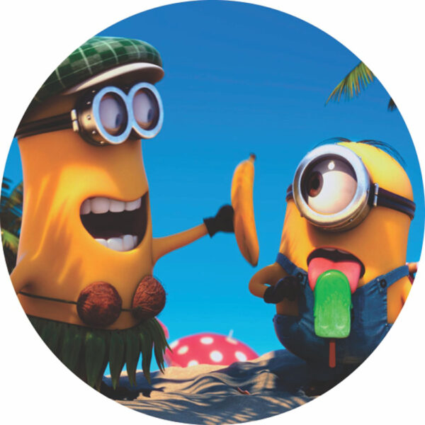 Painel Redondo 3D Minions Tecido Sublimado