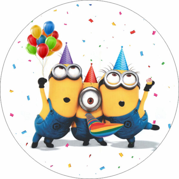 Painel Redondo 3D Minions Tecido Sublimado