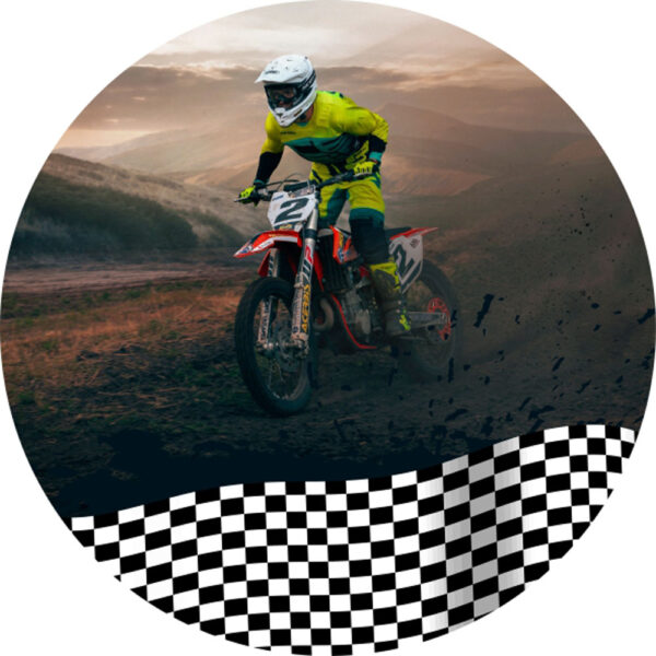 Painel Redondo 3D MotoCross Tecido Sublimado