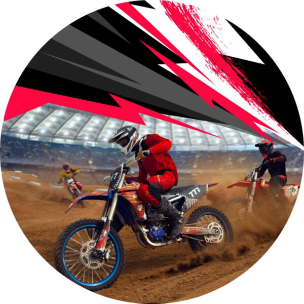 Painel Redondo 3D MotoCross Tecido Sublimado