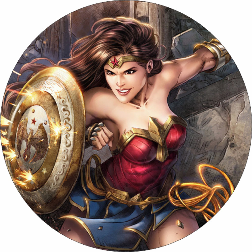 Painel Redondo 3D Mulher Maravilha Tecido Sublimado