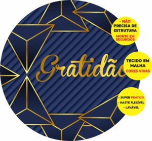 Painel Redondo 3D Gratidão Abre Fácil Tecido