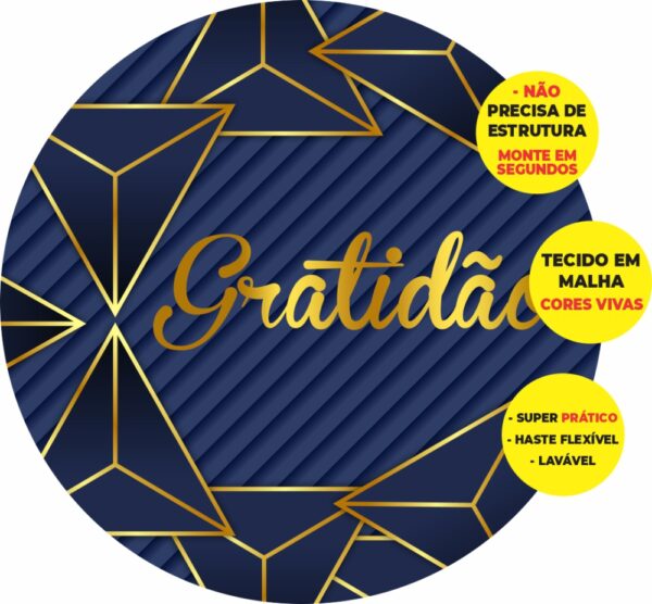 Painel Redondo 3D Gratidão Abre Fácil Tecido