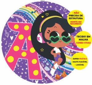 Painel Redondo 3D Anittinha Abre Fácil Em Tecido