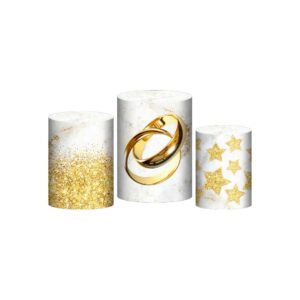 Trio Capas Cilindros Sublimado Bodas de Ouro Tecido Veste Fácil