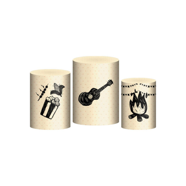 Trio Capas Cilindros Sublimado Arraiá Tecido Veste Fácil