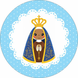 Painel Redondo 3D Nossa Senhora Aparecida Cute Tecido Sublimado