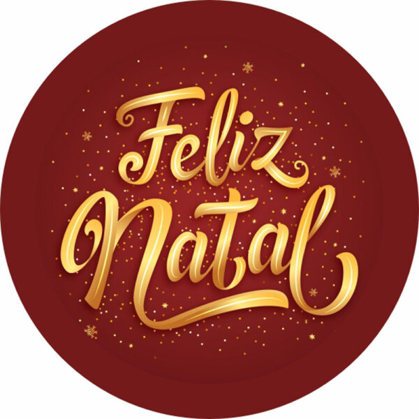 Painel Redondo 3D Feliz Natal Tecido Sublimado