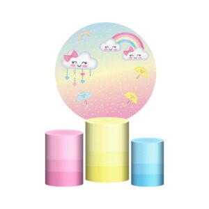 Trio Capa Cilindro + Painel Redondo 3D Chuva De Amor 1,50m Veste Fácil