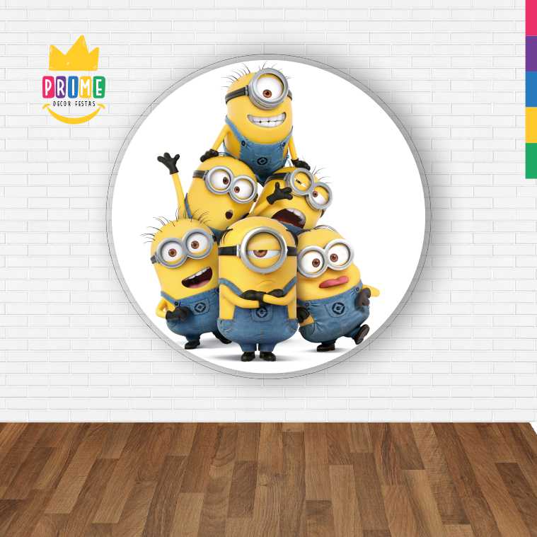 Painel Redondo 3D Minions Abre Fácil Tecido - Imagem 2