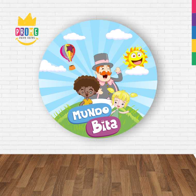 Painel Redondo 3D Mundo Bita Safari Abre Fácil Tecido - Imagem 2