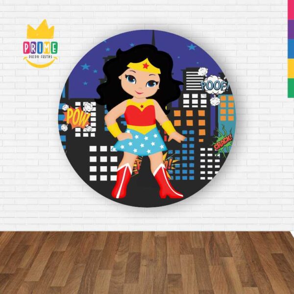 Painel Redondo 3D Mulher Maravilha Cute Abre Fácil Tecido - Image 2