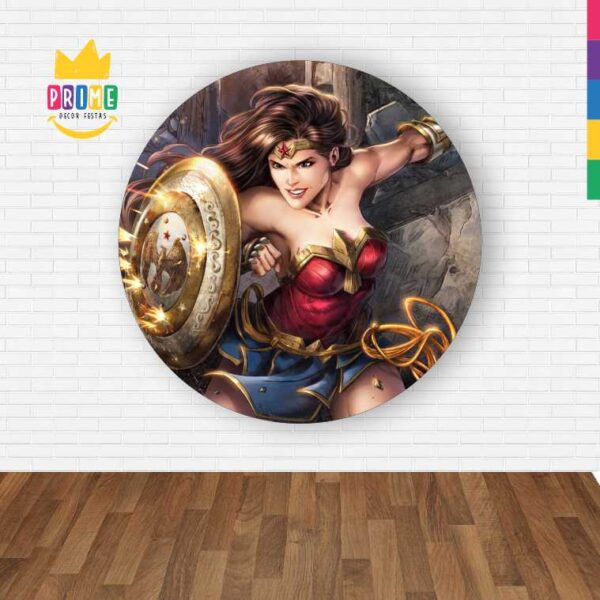 Painel Redondo 3D Mulher Maravilha Abre Fácil Tecido - Image 2