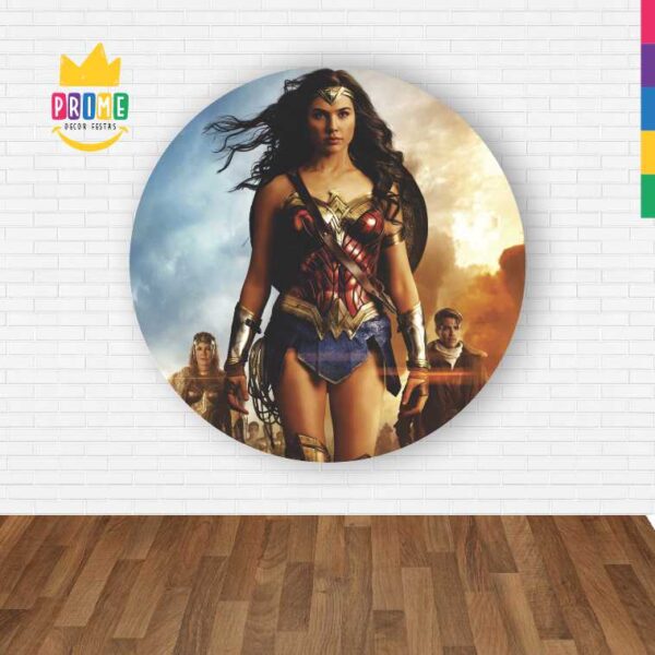 Painel Redondo 3D Mulher Maravilha Abre Fácil Tecido - Image 2