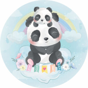 Painel Redondo 3D Panda Tecido Sublimado