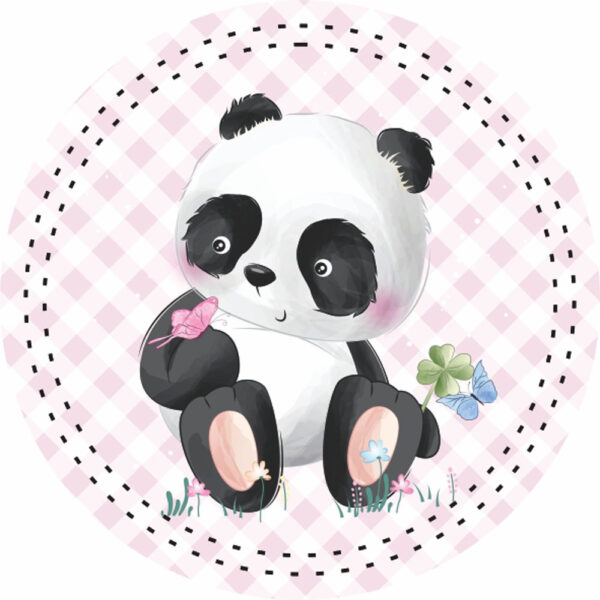 Painel Redondo 3D Panda Tecido Sublimado
