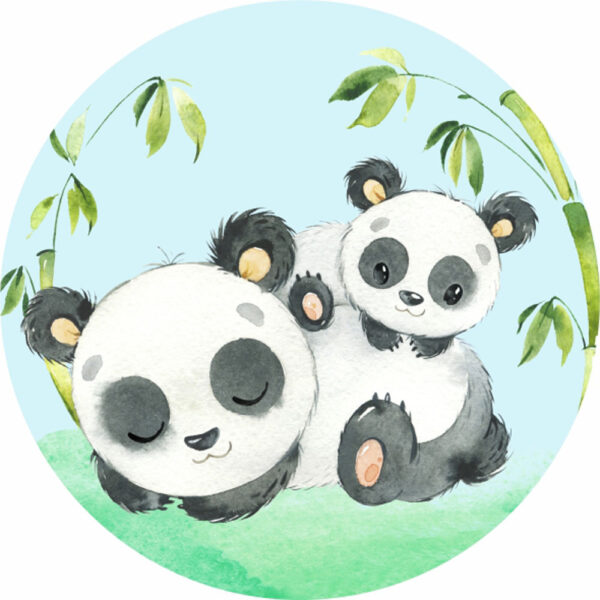 Painel Redondo 3D Panda Tecido Sublimado
