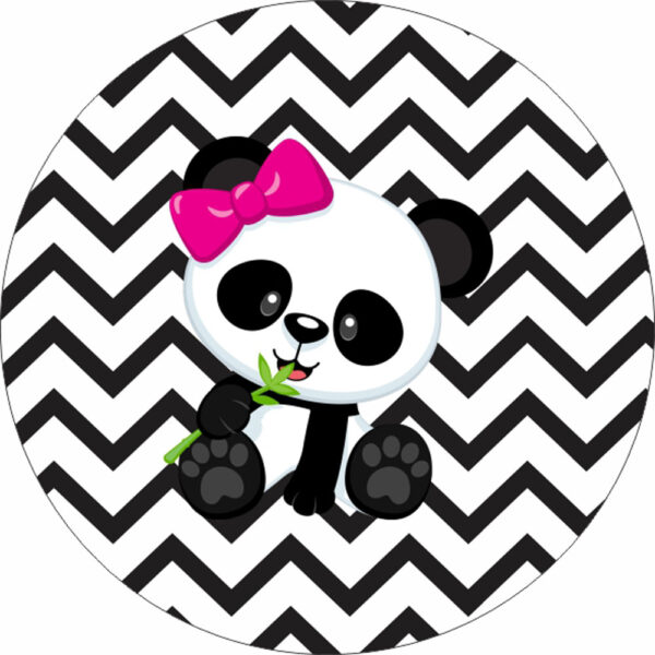 Painel Redondo 3D Panda Listra Tecido Sublimado