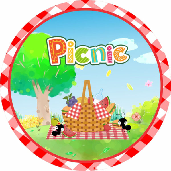 Painel Redondo 3D Picnic Tecido Sublimado