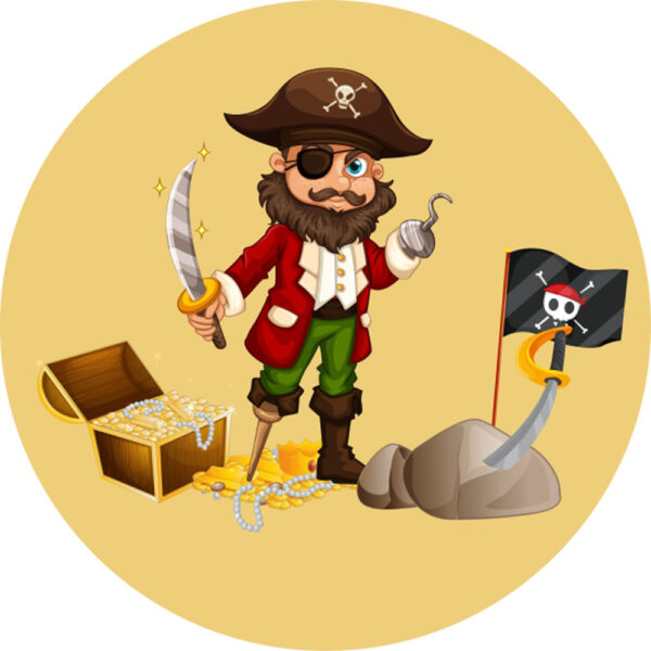 Painel Redondo 3D Pirata Baby Tecido Sublimado