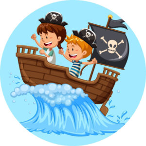 Painel Redondo 3D Pirata Baby Tecido Sublimado