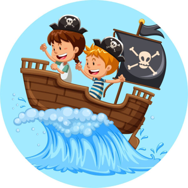 Painel Redondo 3D Pirata Baby Tecido Sublimado