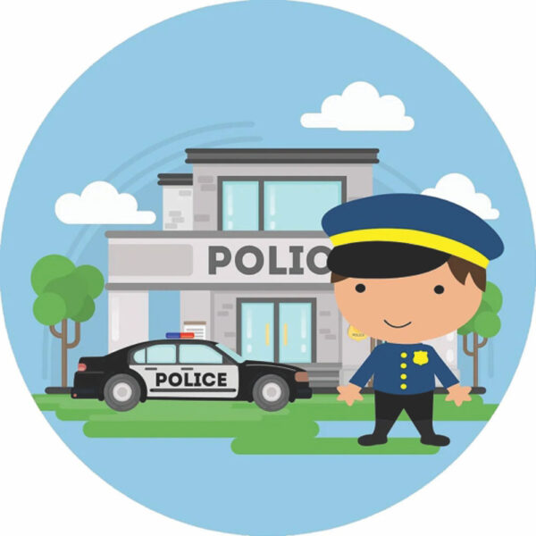 Painel Redondo 3D Policia Tecido Sublimado