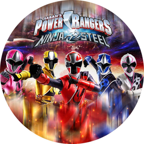 Painel Redondo 3D Power Rangers Tecido Sublimado
