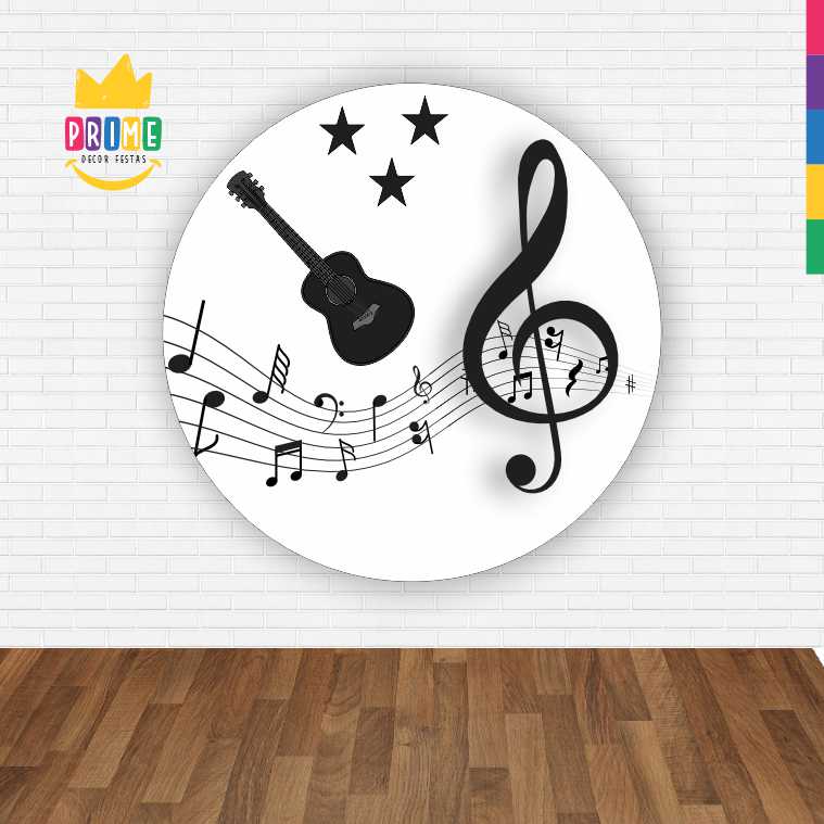 Painel Redondo 3D Música Abre Fácil Tecido - Imagem 2