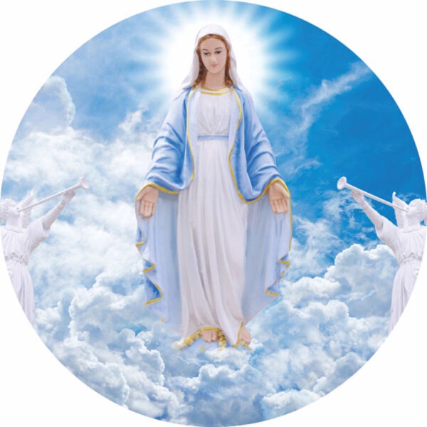 Painel Redondo 3D Religioso Maria Tecido Sublimado