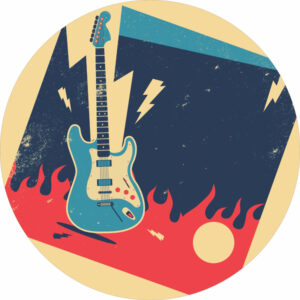 Painel Redondo 3D Rock Roll Tecido Sublimado