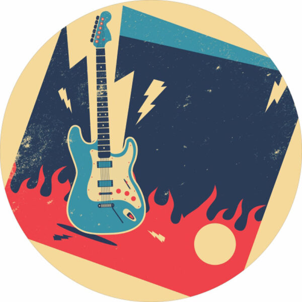 Painel Redondo 3D Rock Roll Tecido Sublimado