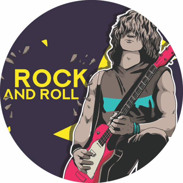 Painel Redondo 3D Rock Roll Tecido Sublimado