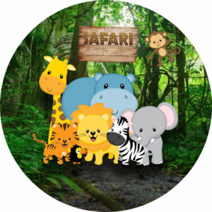 Painel Redondo 3D Safari Tecido Sublimado OUTLET