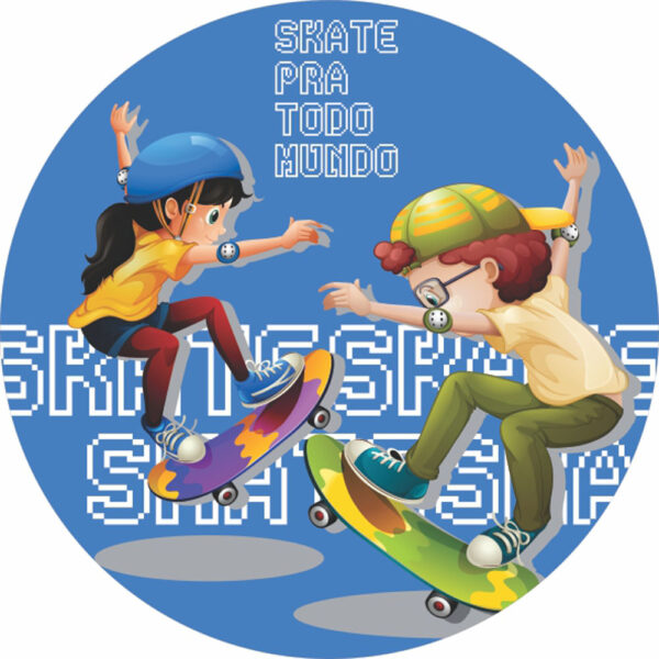Painel Redondo 3D Skate Tecido Sublimado