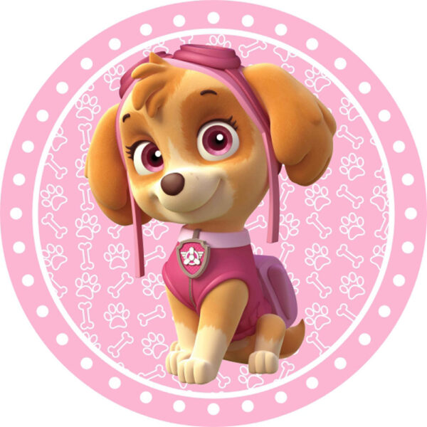 Painel Redondo 3D Skye Patrulha Canina Tecido Sublimado