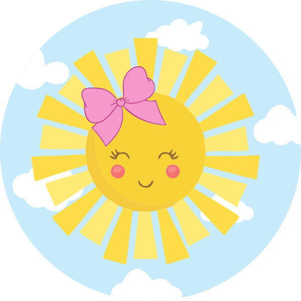 Painel Redondo 3D Sol Cute Tecido Sublimado
