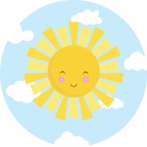 Painel Redondo 3D Sol Cute Tecido Sublimado