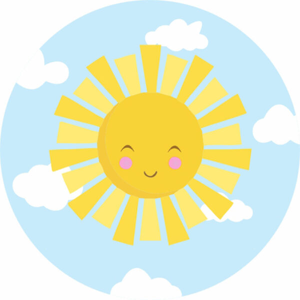 Painel Redondo 3D Sol Cute Tecido Sublimado