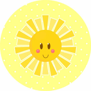 Painel Redondo 3D Sol Cute Amarelo Tecido Sublimado