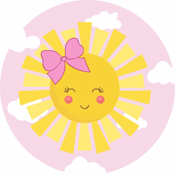 Painel Redondo 3D Sol Cute Tecido Sublimado