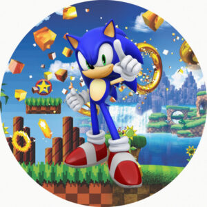 Painel Redondo 3D Sonic Tecido Sublimado OUTLET