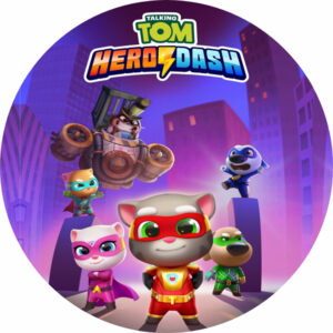 Painel Redondo 3D Tom e Seus Amigos Tecido Sublimado