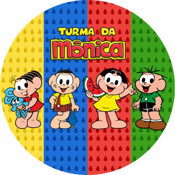 Painel Redondo 3D Turma da Monica Tecido Sublimado