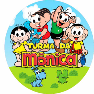 Painel Redondo 3D Turma da Monica Tecido Sublimado
