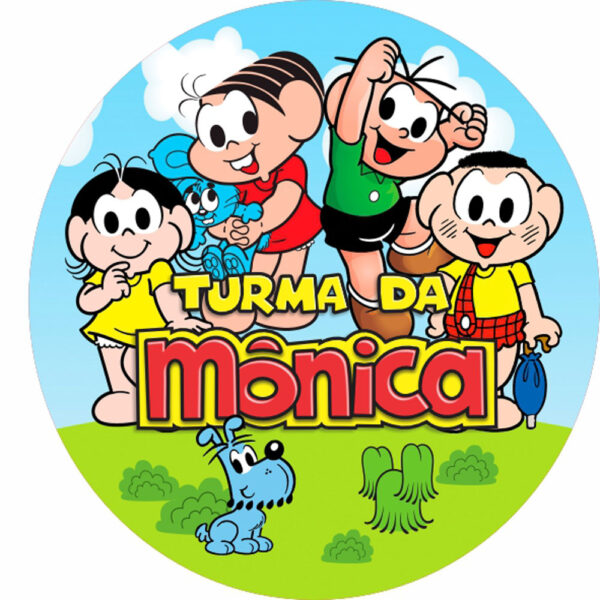 Painel Redondo 3D Turma da Monica Tecido Sublimado