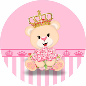 Painel Redondo 3D Ursinha Princesa Tecido Sublimado OUTLET
