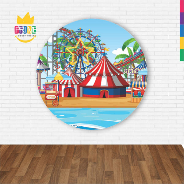 Painel Redondo 3D Parque de Diversão  Abre Fácil Tecido - Image 2