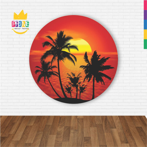 Painel Redondo 3D Praia  Abre Fácil Tecido - Image 2